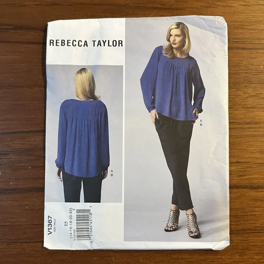 NEW Vogue 1367 REBECCA TAYLOR. Misses Easy Top & Pants Pattern Size 14-22
